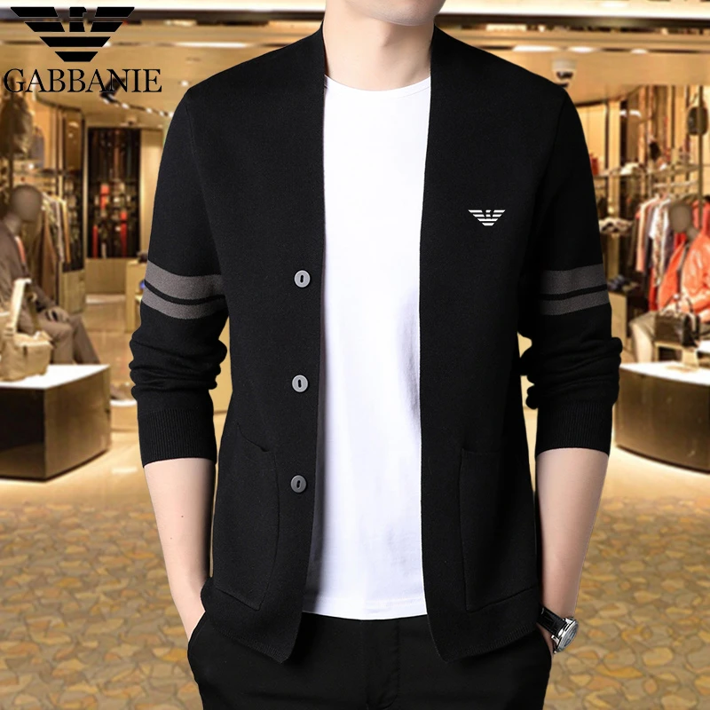 意大利专柜正品秋冬新款针织羊毛开衫男士V领毛衣休闲外套商务男