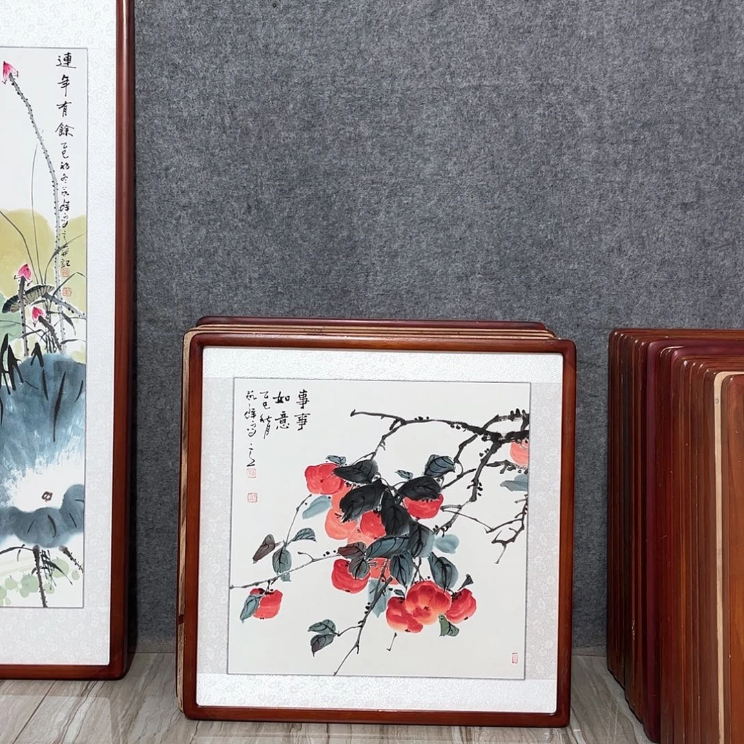 国画书画作品带框63×63