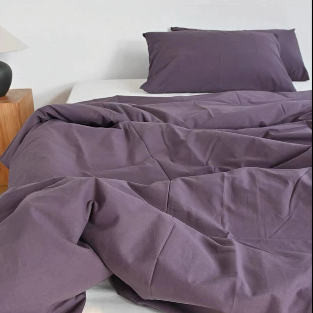 《云云家》高品质磨砂洗暗夜紫色全棉被套两件套尺寸约175*230