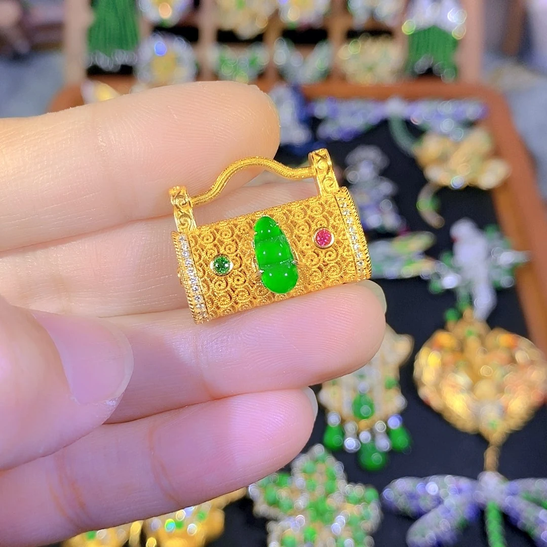 吊坠(不含链)银S925镶嵌翡翠