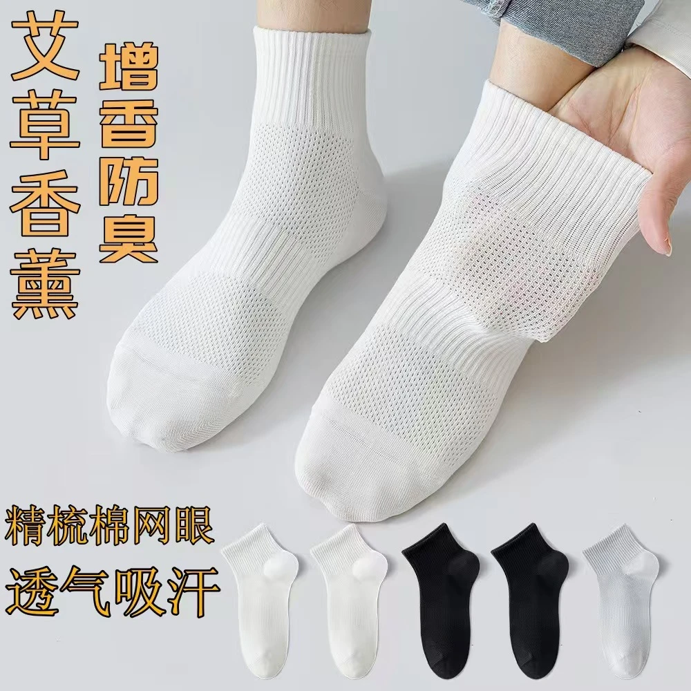 新疆棉纯色船袜百搭网眼透气短袜W8205