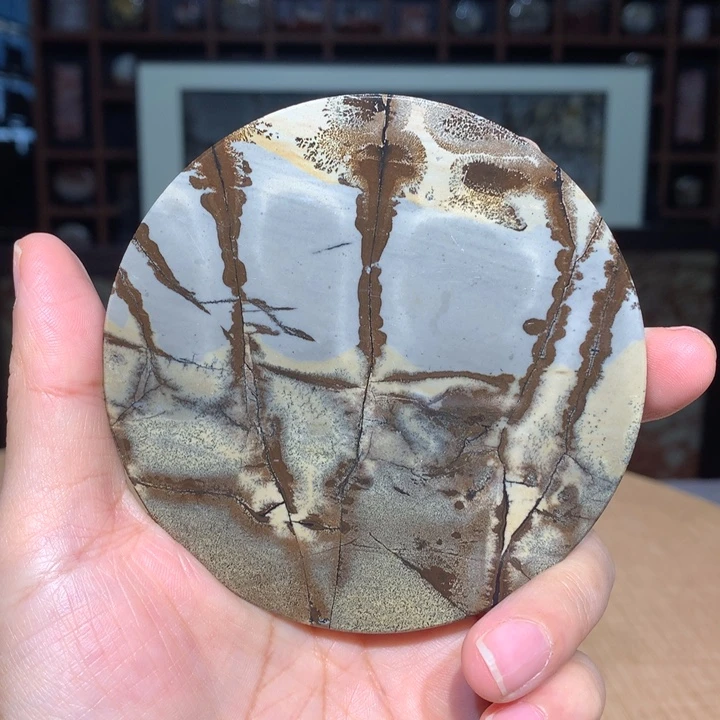 广西国画石摆件，茶杯垫，手把件