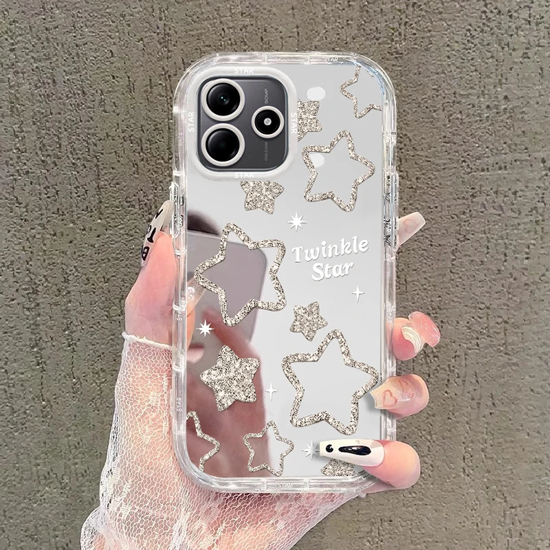 适用闪粉星星红米note14pro+手机保护壳13R新款12镜面11TPRO创意1