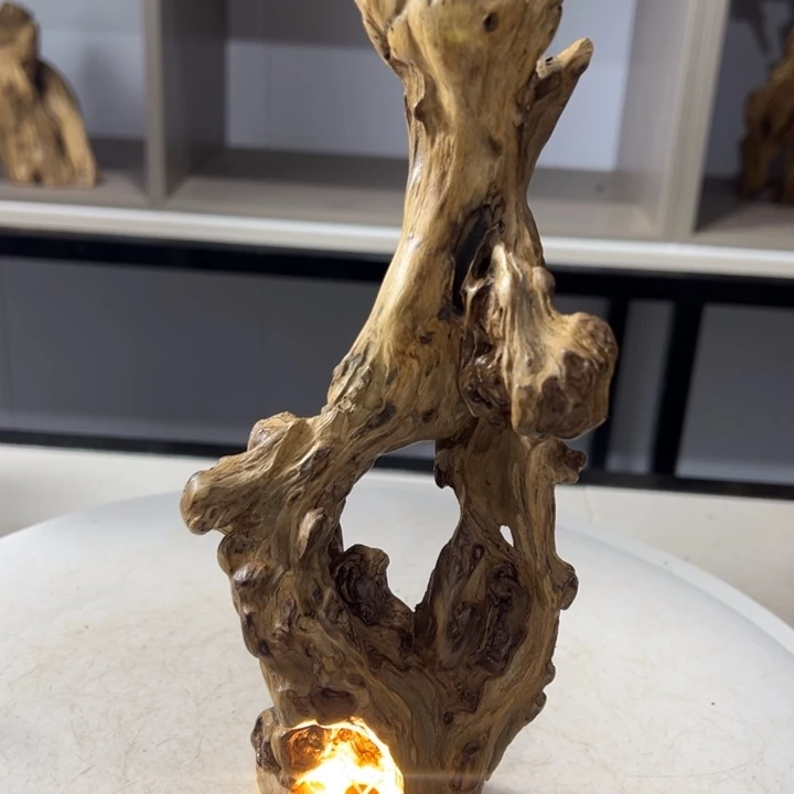 木石榴木镂空古风树灯