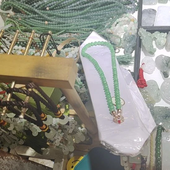 项链未镶嵌翡翠撸玉有约天然翡翠满阳果绿珠链种老水足颜色靓丽
