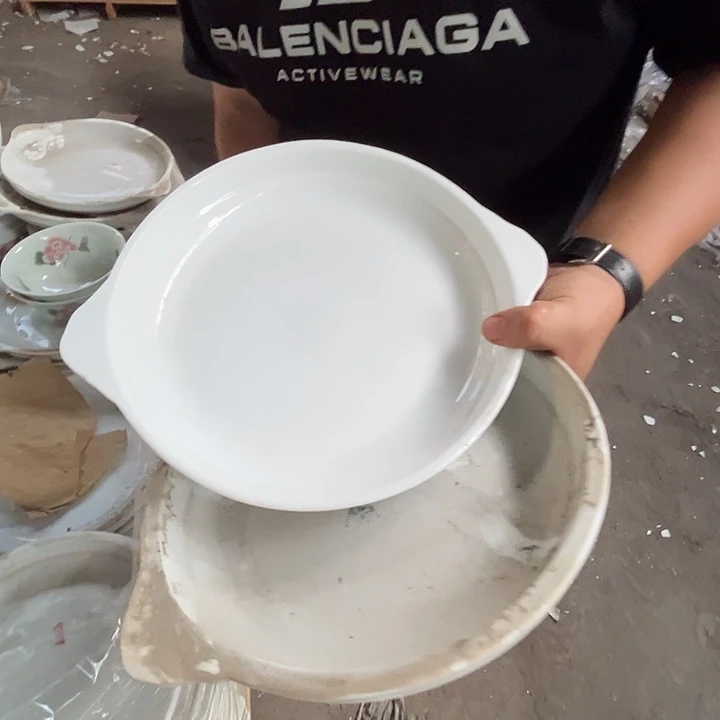 景德镇陶瓷10寸鲍鱼盘2只