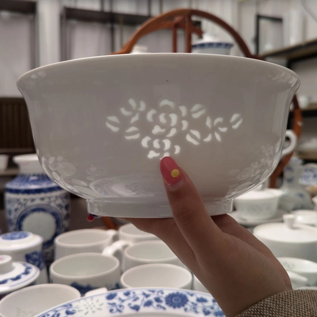 陶瓷玉牡丹8.5寸汤碗一个