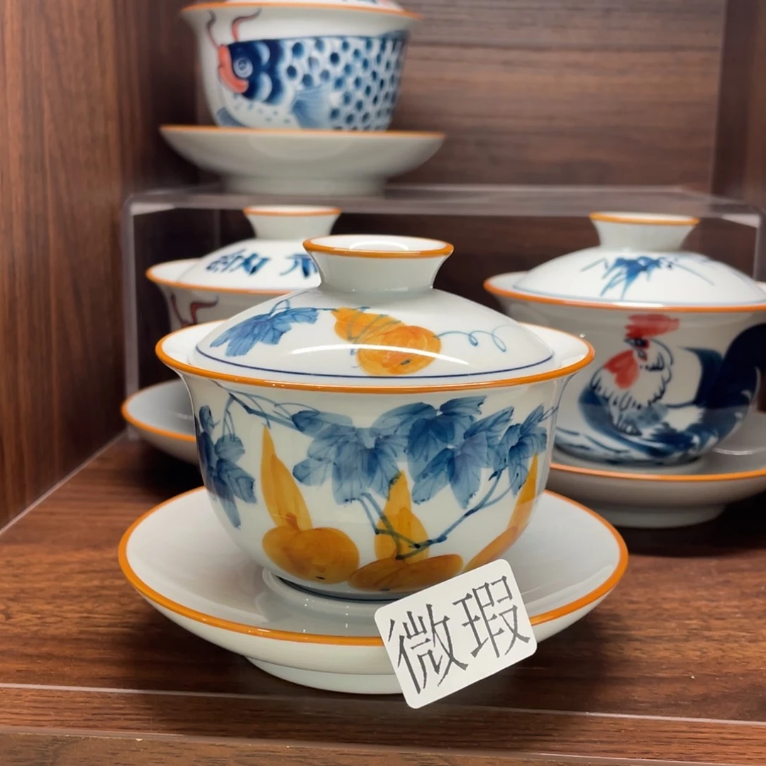 微瑕釉下彩纯手绘