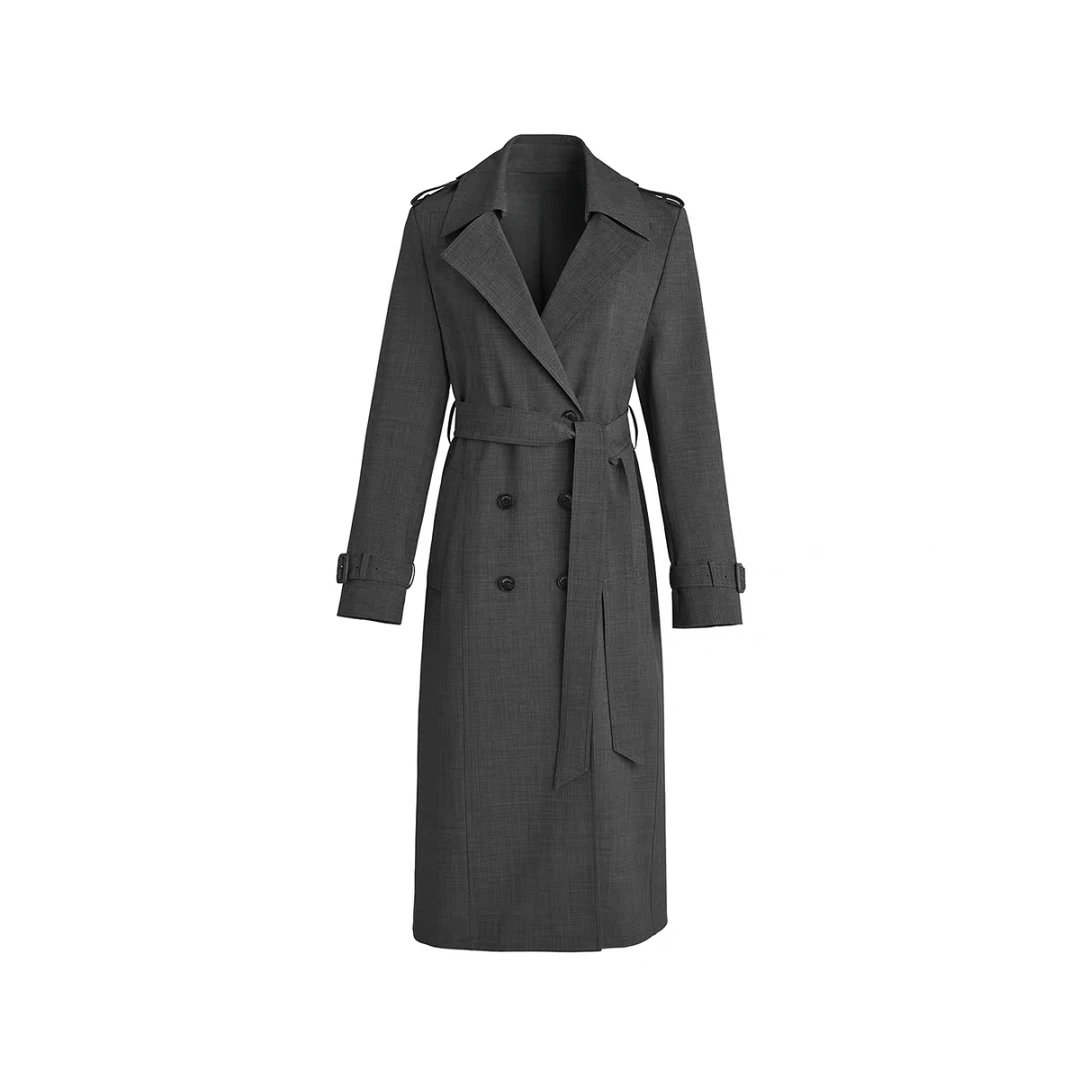 GXO N+2025秋季新款中长款双排扣风衣外套WT0043