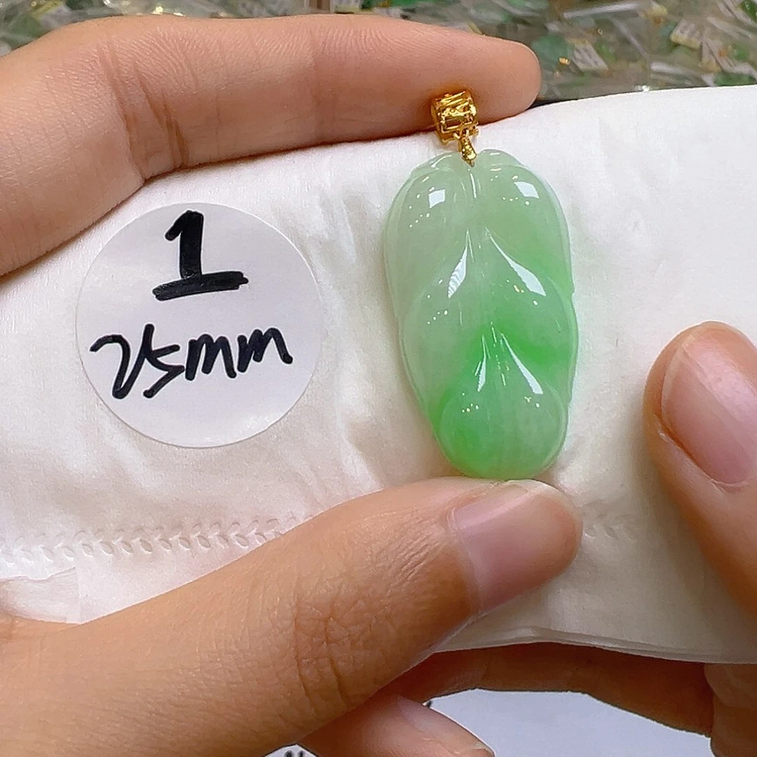 翡翠18K金镶嵌吊坠(不含链)翡翠