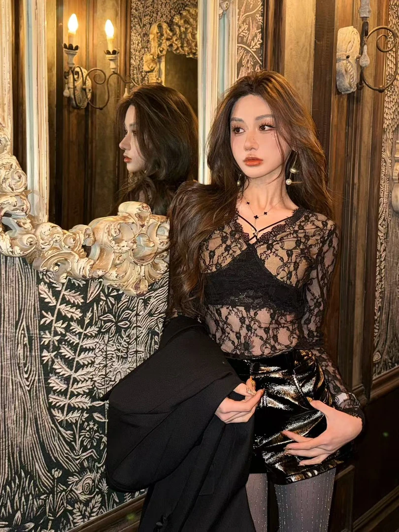 姐姐的本命蕾丝！新款心机性感大美女内搭上衣