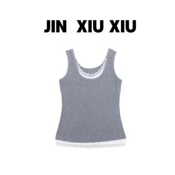 JINXIUXIU  春季新款蕾丝拼接假韩系甜美两件背心 154
