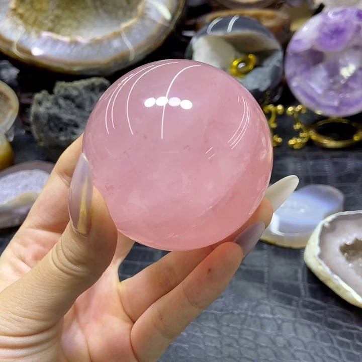 未镶嵌珠宝半成品水晶粉晶球