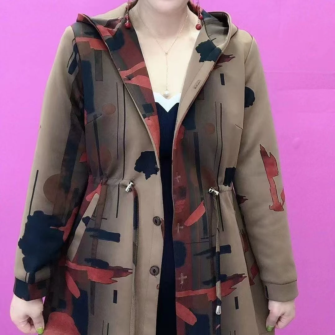 春季风衣休闲宽松大码气质妈妈外套