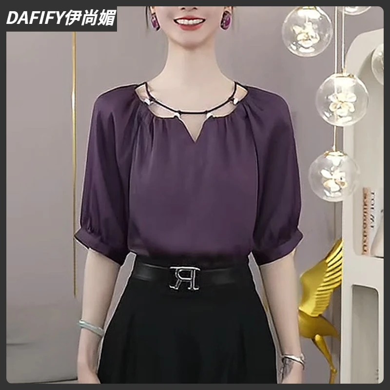 1法式镂空气质衬衫女士夏季时尚大码显瘦休闲洋气高贵小衫上衣I