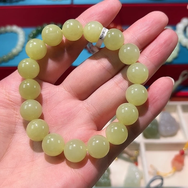 和田玉未镶嵌手串黄口手串12mm