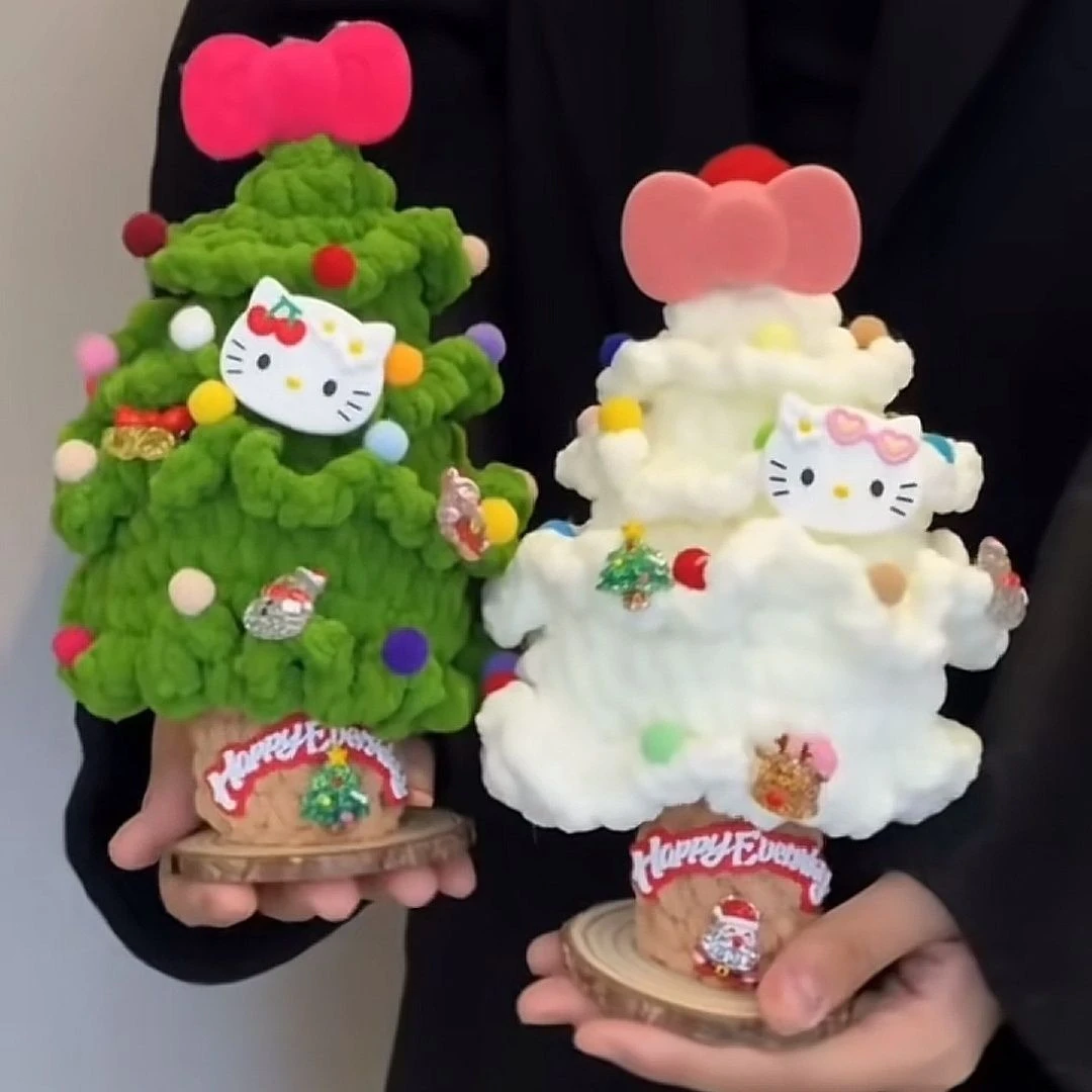 小红书同款手工diy冰条线kitty猫圣诞树材料包圣诞节小礼物摆件