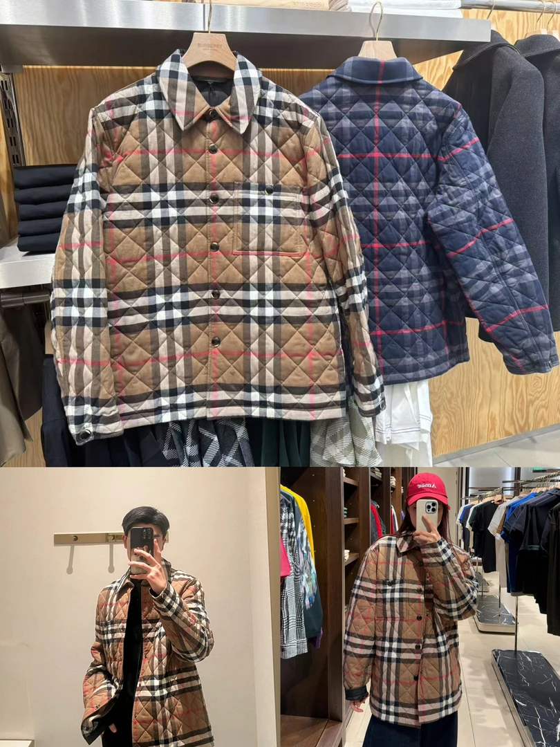 全新未使用 BURBERRY/博柏利 菱格纹经典格纹棉服 男女同款