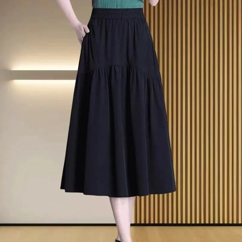 老钱风松弛感女装口袋半身裙女中长款夏季高腰字裙2025新款时尚气