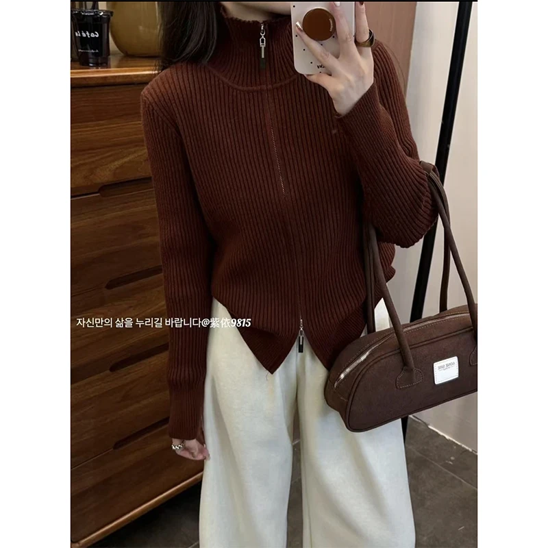 【紫色】开衫外套3607超柔软高品质中领针织毛衣