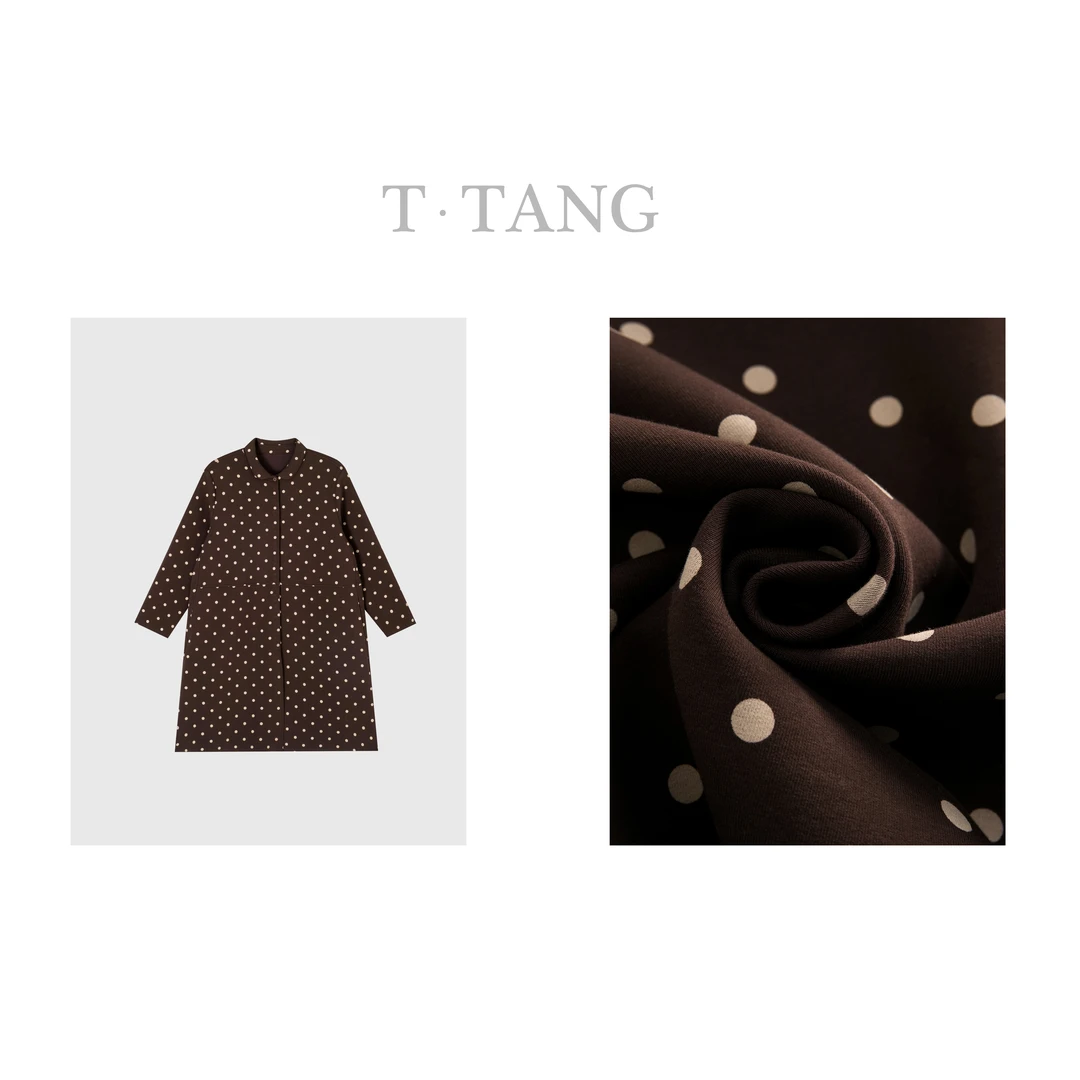 早秋380g水柔棉空气层时尚休闲长款波点暗扣开衫连衣裙【6110】mj