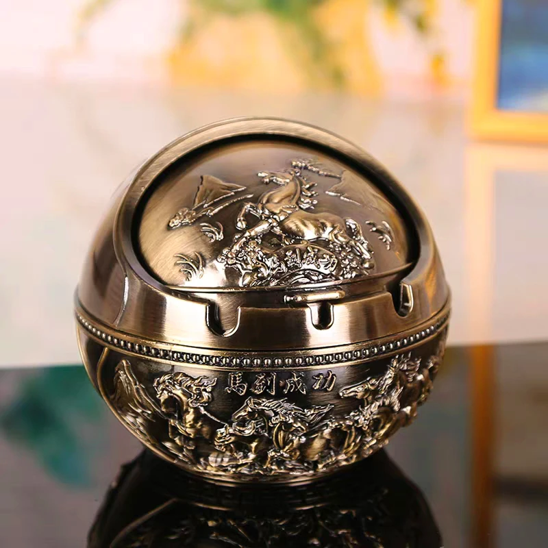 [木火火]马到成功烟灰缸摆件创意高档家用家用简约大号送人送礼物
