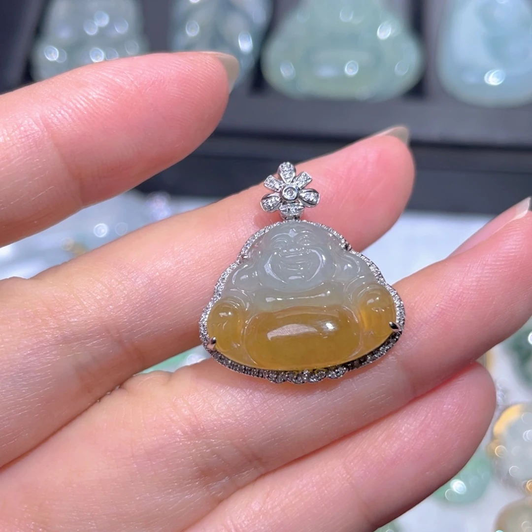 颈饰18K金镶嵌翡翠翡翠
