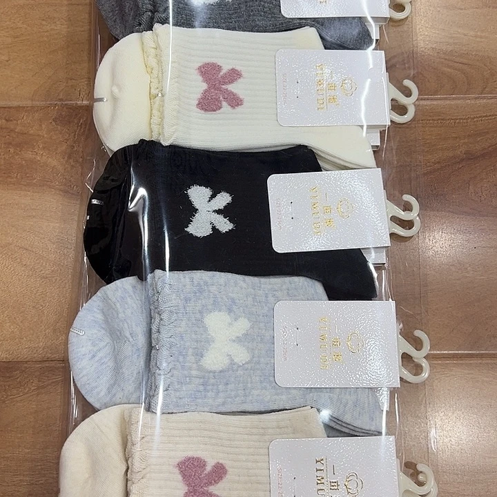 立体蝴蝶节棉袜10双混搭