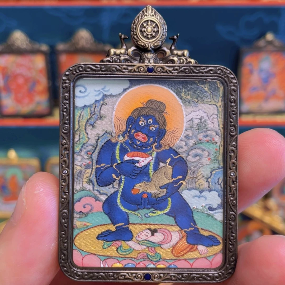 吊坠嘎赤黑财神唐卡