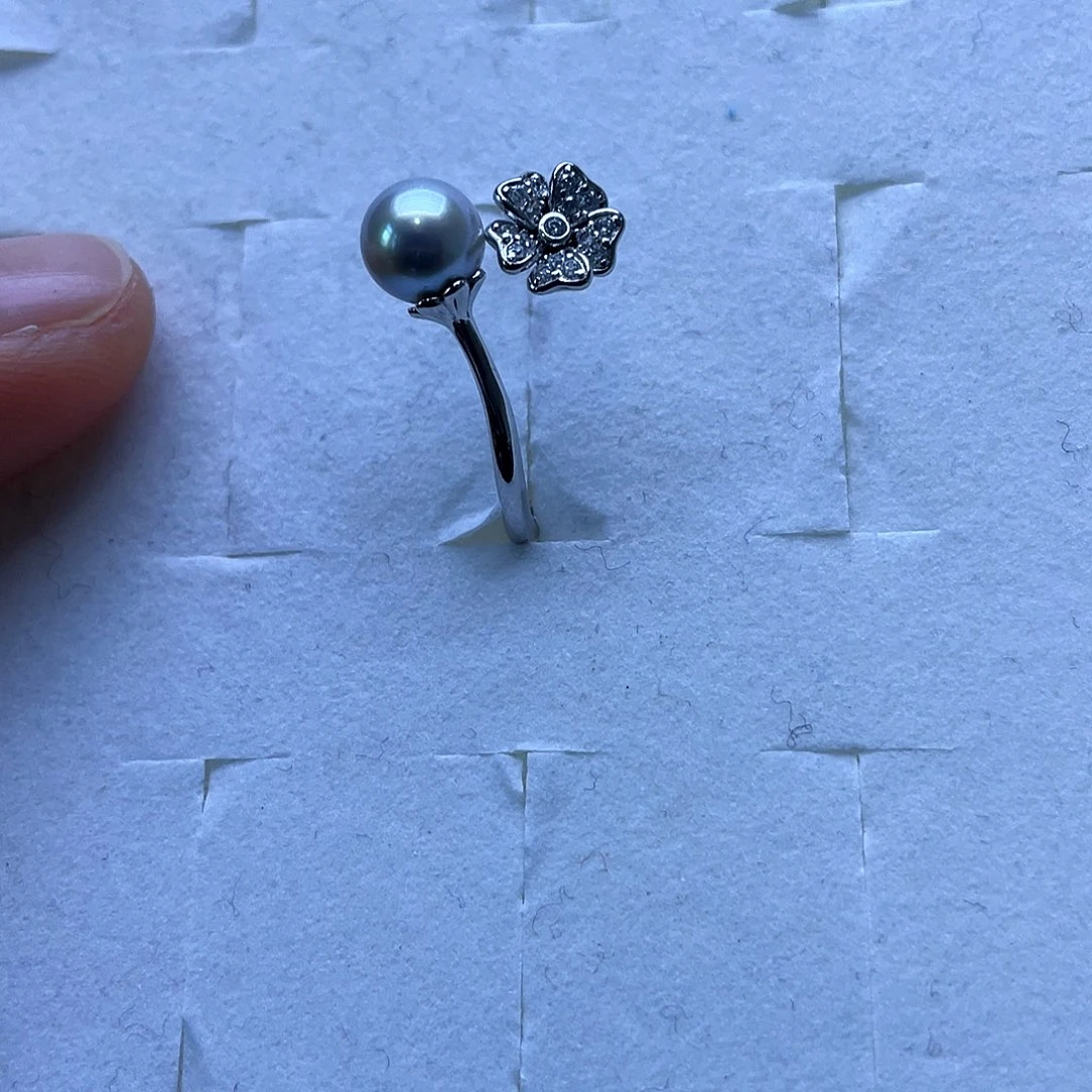 海水珍珠戒指银S925镶嵌