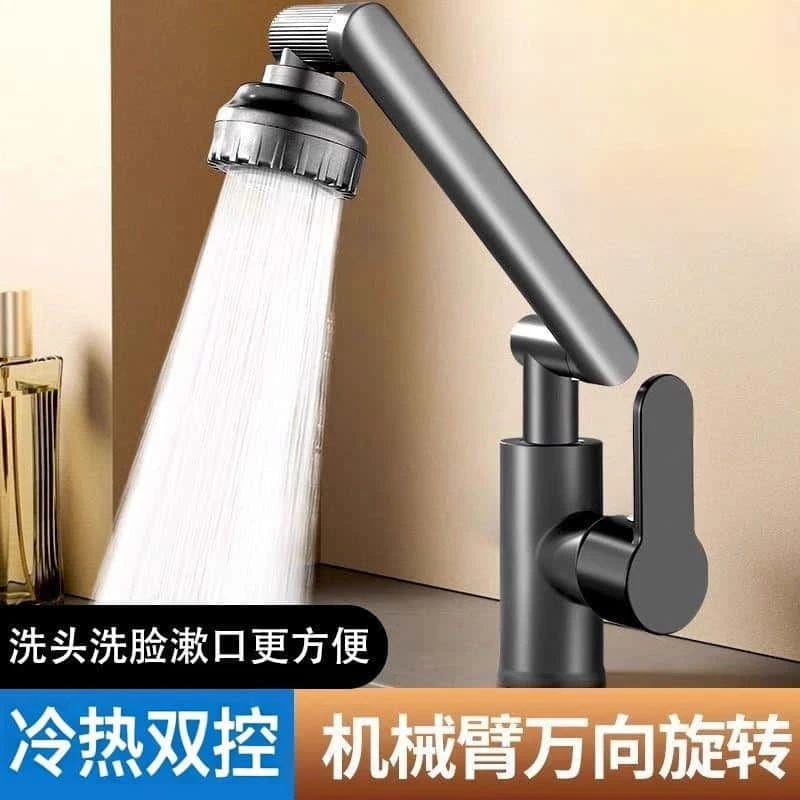 万向旋转水龙头厨房卫生间洗漱盆面盆冷热水龙头【送2根60cm水管】