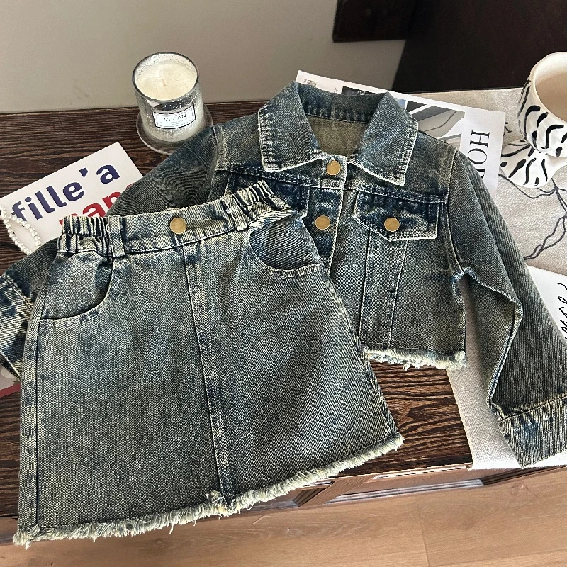 女童春装套装2025新款韩版牛仔套装女宝宝春秋时髦两件套