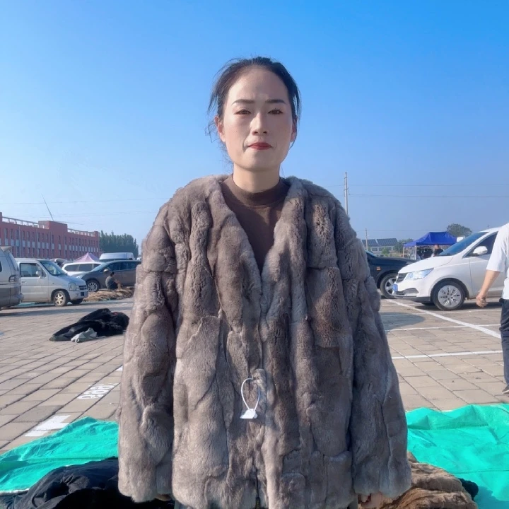 银兰灰短款v领中码l码
