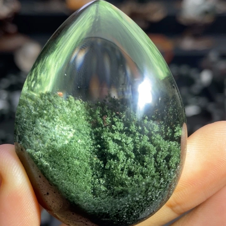 水晶颈饰未镶嵌绿幽灵聚宝盆水滴定制