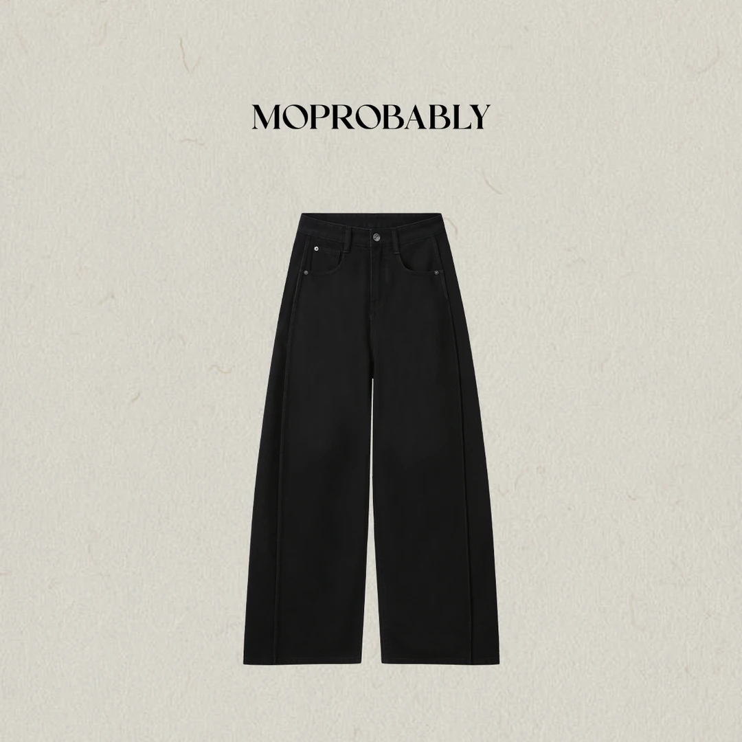 Moprobably李予诺「黑爵」“莱赛尔+棉”美式复古喇叭牛仔裤L5373011