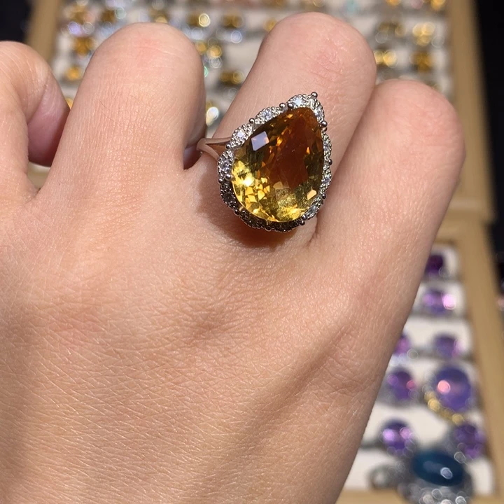 【闪购商品】水晶戒指银S925镶嵌o****o戒指