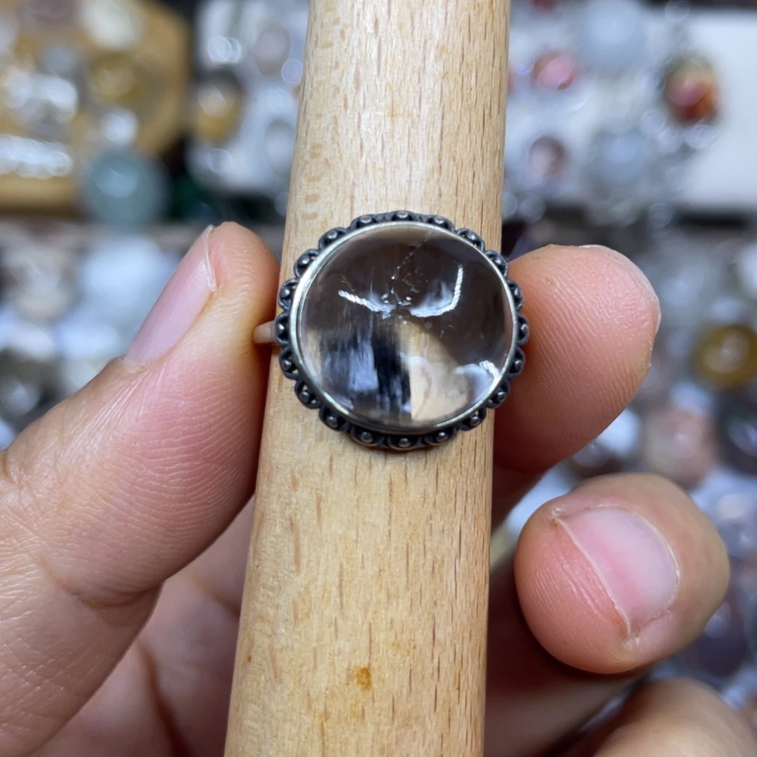 【闪购商品】银S925镶嵌珠宝半成品水晶戒指