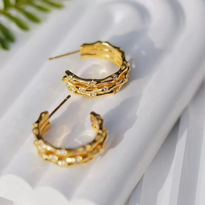 925银耳饰 轻奢竹节时尚气质百搭耳钉S925银SY646