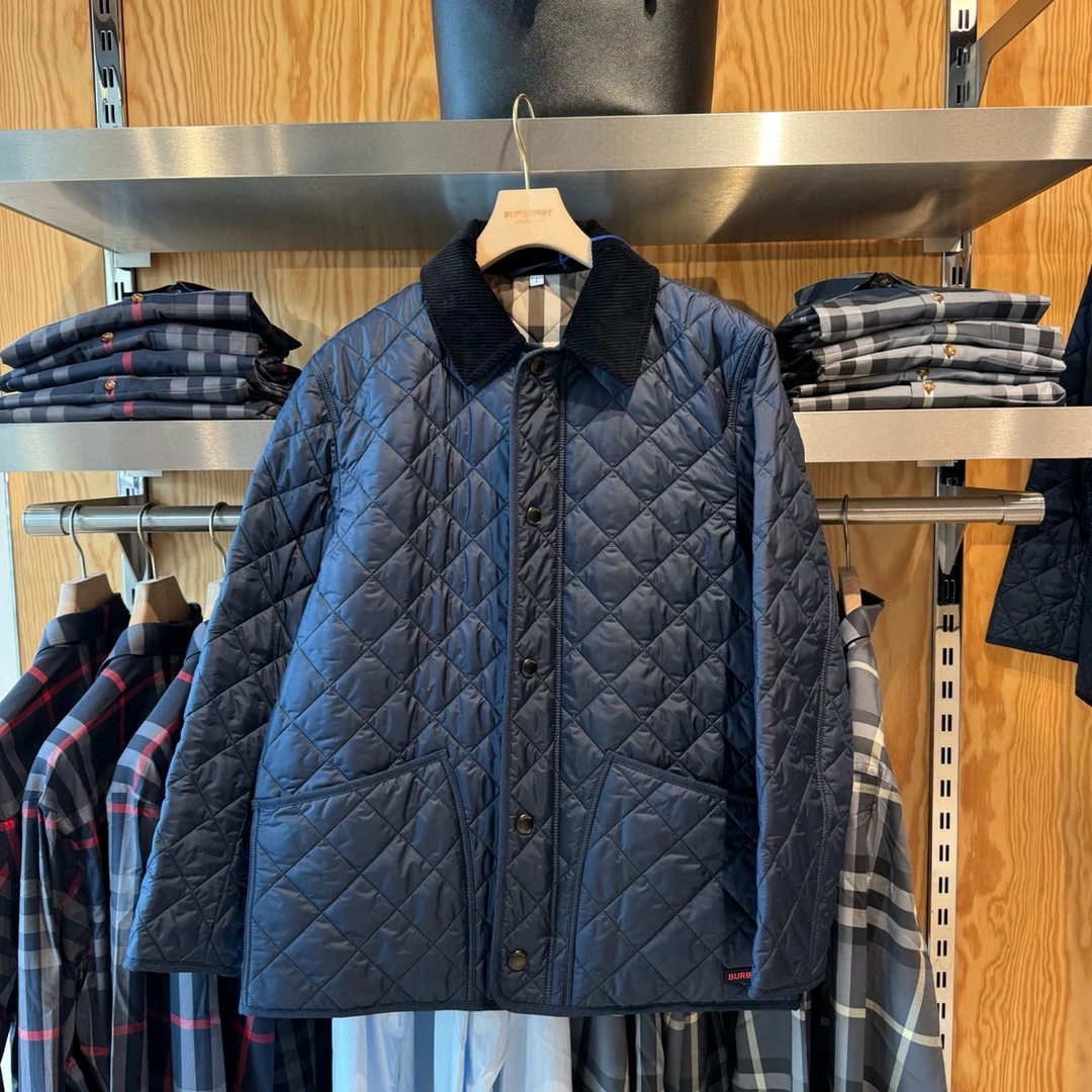 未使用 BURBERRY/博柏利 巴宝莉 黑蓝色 奥莱男装 棉服
