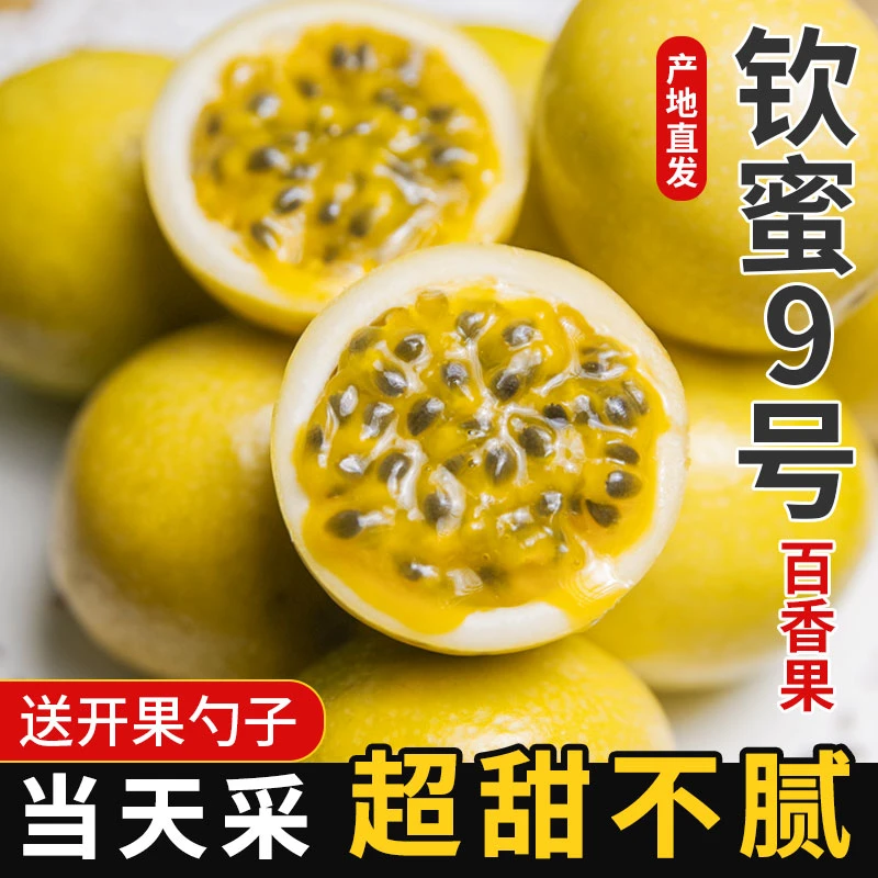 三冬四夏新鲜采摘钦蜜9号黄金百香果正宗钦蜜九号黄金果60克起