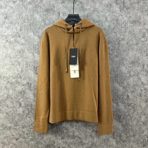 未使用 FENDI/芬迪 芬迪卡其色连帽羊绒卫衣