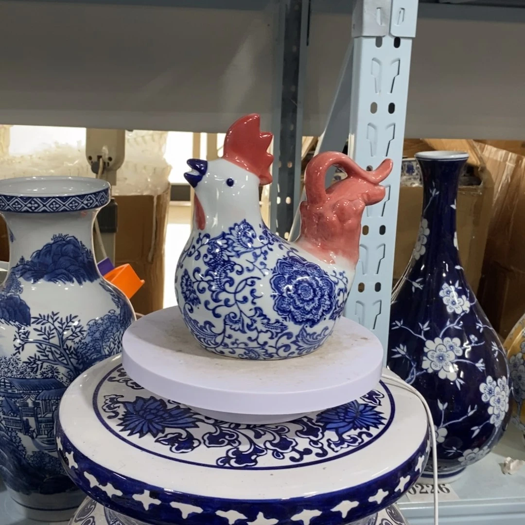 瓶公鸡摆件花瓶摆件