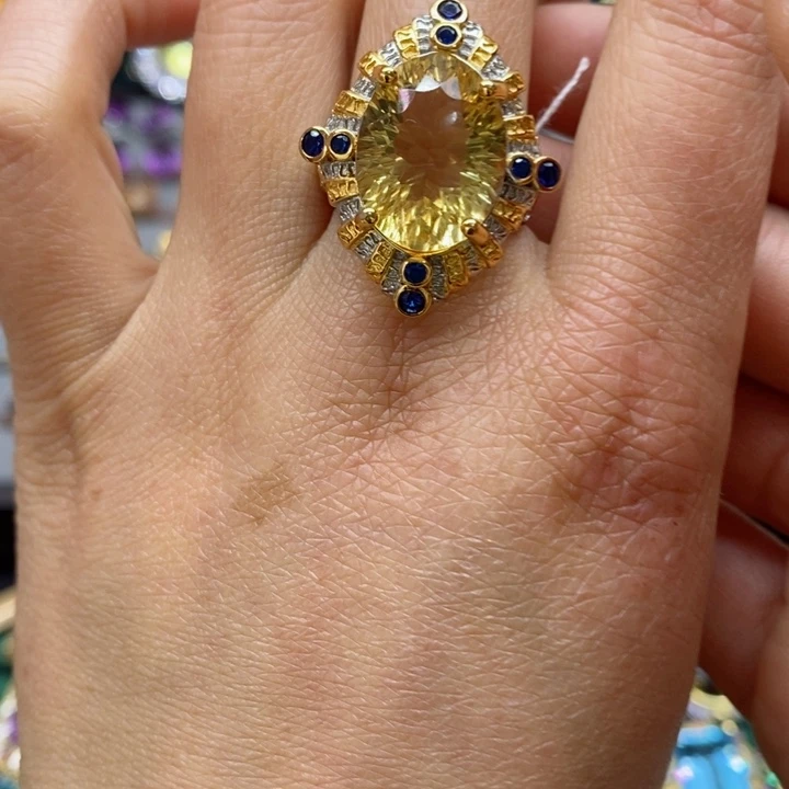 水晶戒指银S925镶嵌天然水晶戒指