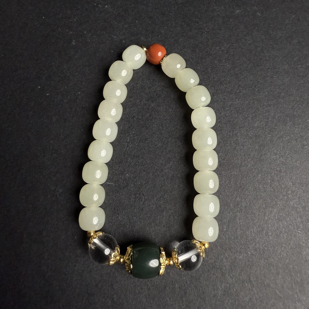 V姐|心选|和田玉黄白老玉直切设计手串 GN281