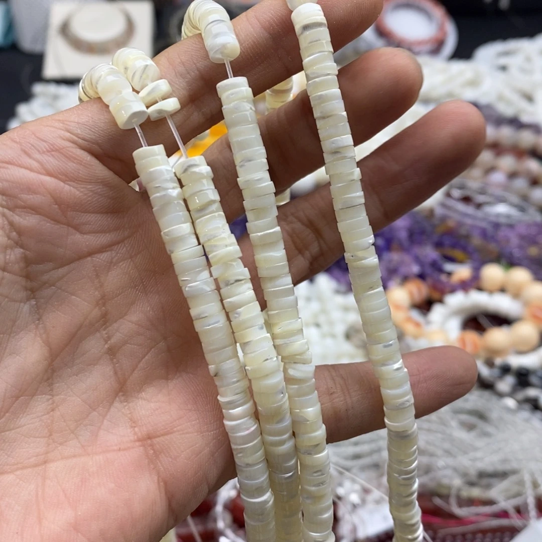 未镶嵌玛瑙/玉髓珠宝半成品一条天然2×6马蹄螺贝壳直切剁珠