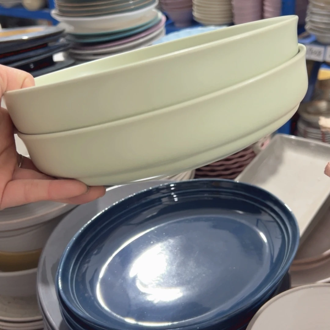 瓷菱****～牛果绿8寸深盘微瑕