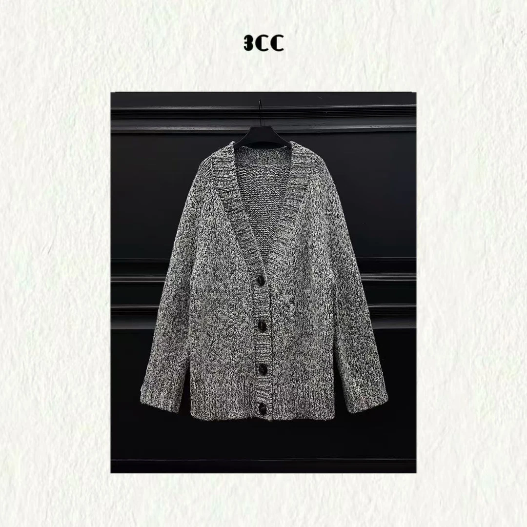 3CC【温暖的巴塞罗那】设计师款慵懒氛围感粗线宽松羊毛开衫女8990