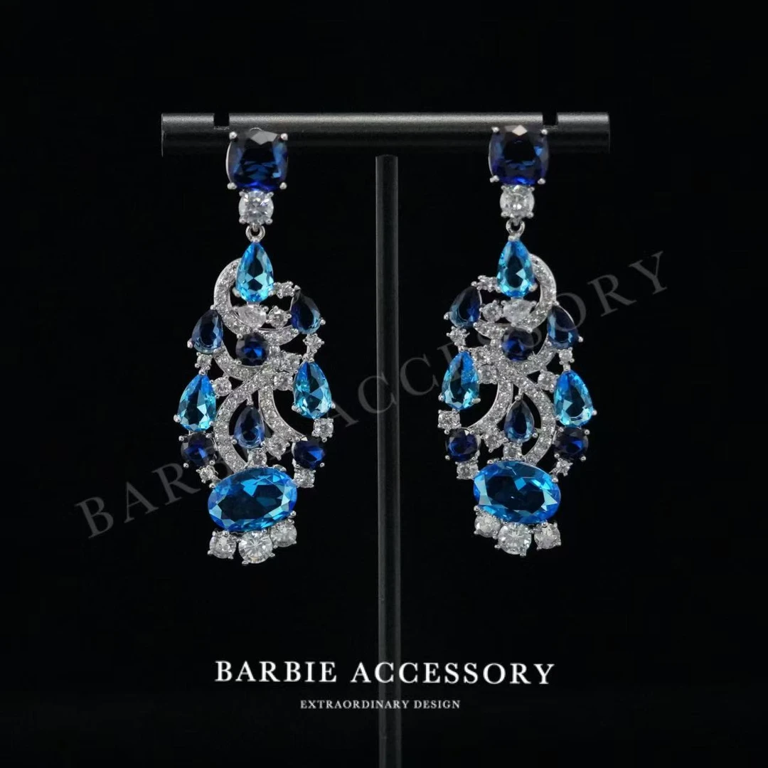 铜合金合成锆石耳饰  【蓝羽姬凌】法式既视设计款高级感绝美耳环