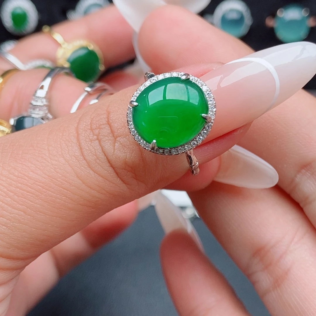 翡翠戒指银S925镶嵌S****n44478