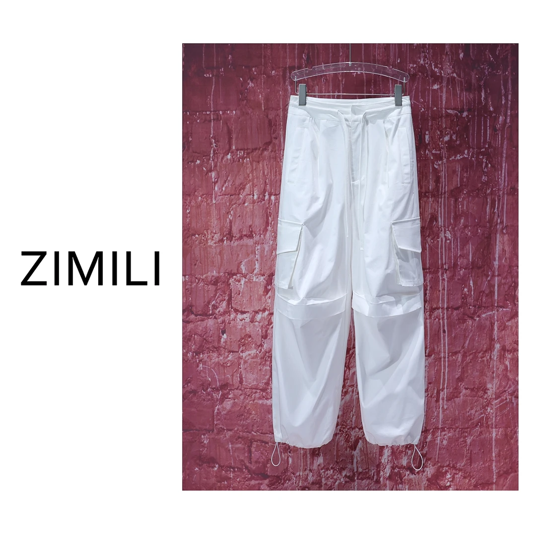 【LIANG哥女装】2025欧货新品设计师款月光白时尚阔腿工装裤6213